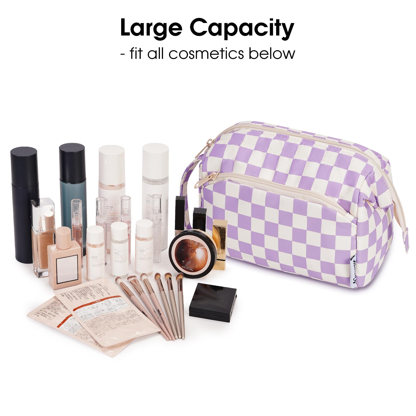 Narwey Large Women Makeup Bag Wide-open Make up Bag Travel Cosmetic Organizer Toiletry Bag for Cosmetics Toiletries Accessories