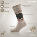 GoWith 1-2 Pairs Unisex Alpaca Wool Socks, Thermal Warm Cozy Merino Wool Socks, Heated Fuzzy Winter Boot Socks, Grayanthracite-4
