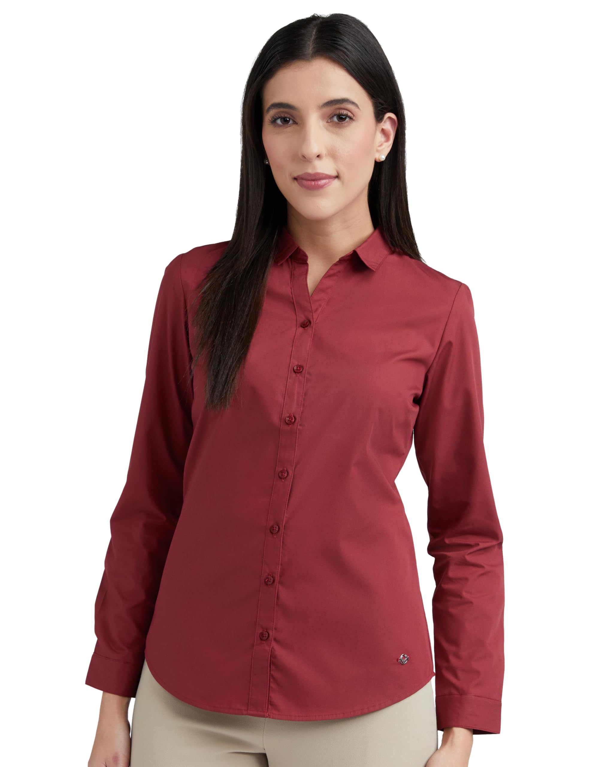 Allen Solly Women Formal Cotton Full Sleeve Stretch Button-Down Shirt