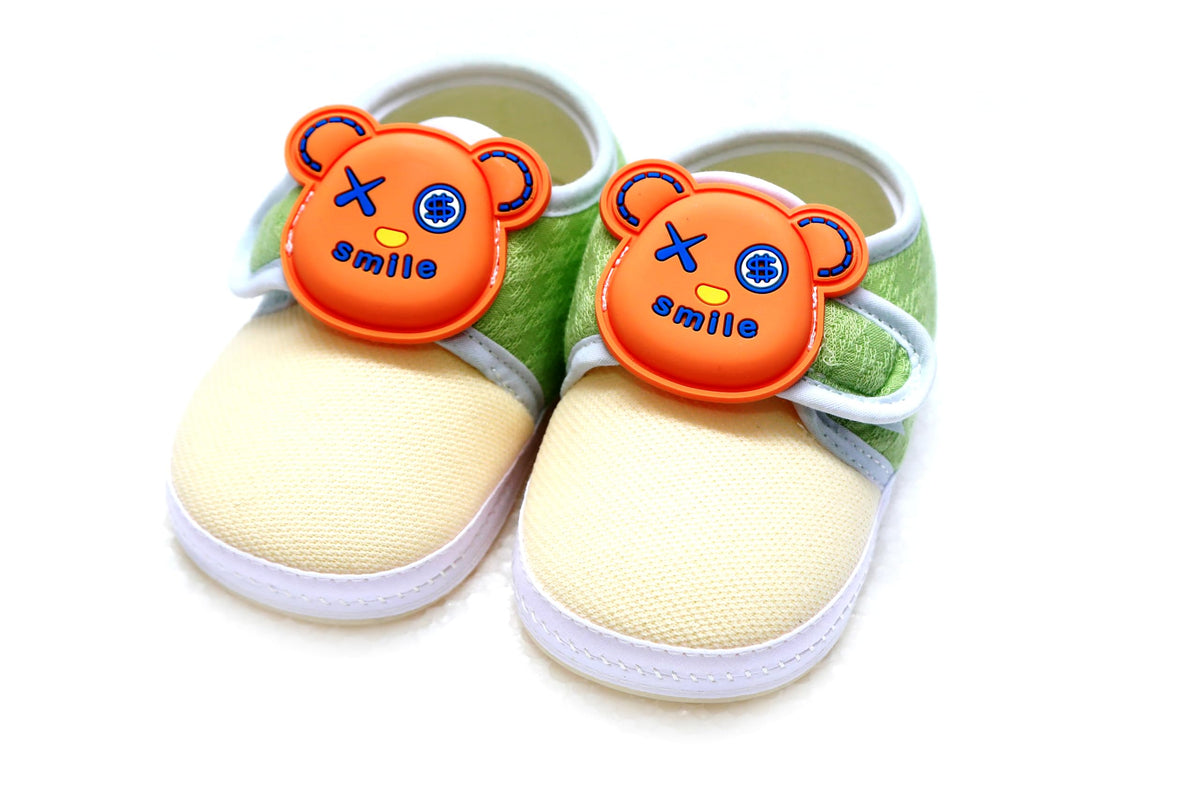 Dtr Creation Baby Shoes  Soft Sole Infant Shoes With Orange Bear Face Design  AntiSlip, Lightweight, Comfortable First Walker 0-12