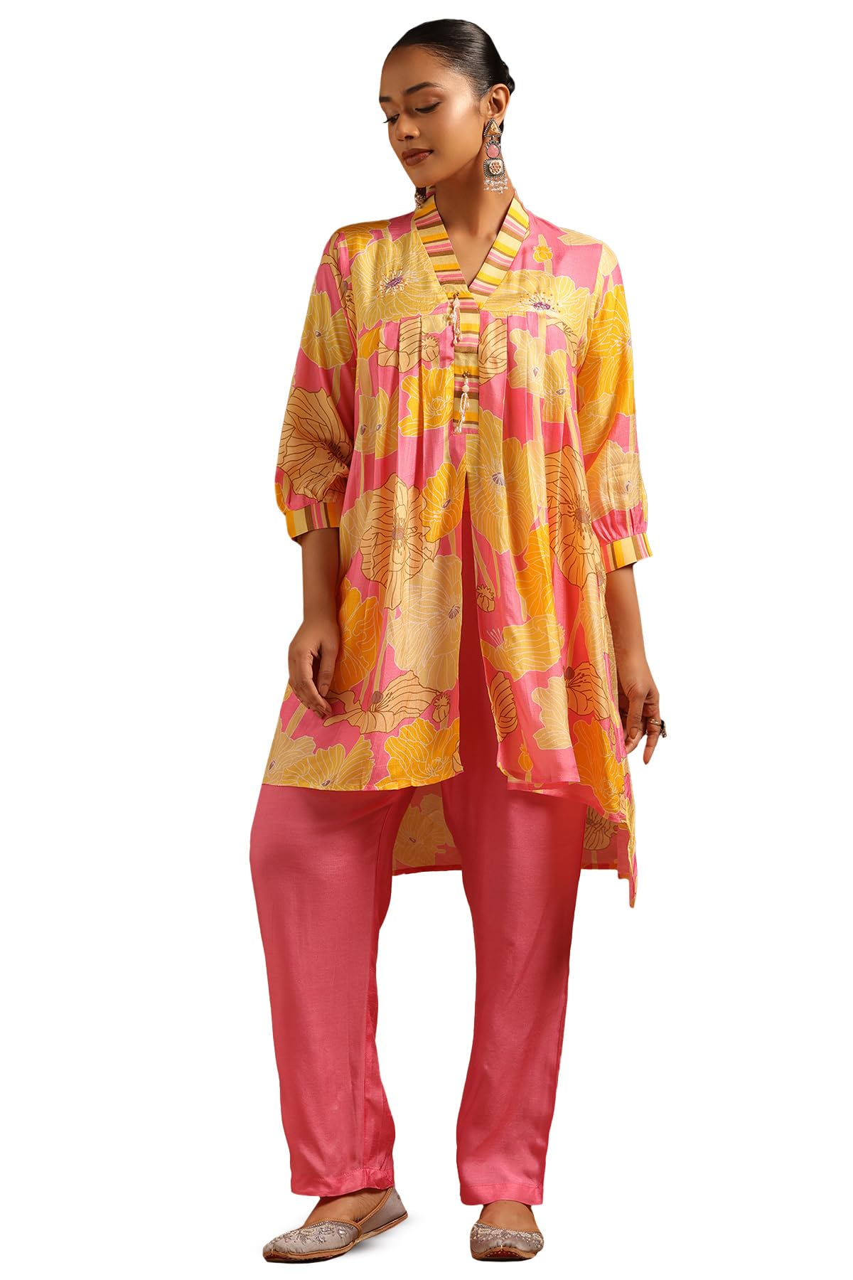 Soch Women Dola Silk Botanical Kurta Set with Hand Embroidery and Cutdana Details