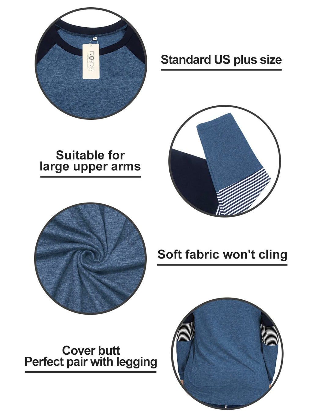 3X Womens Tops Plus Size Long Sleeve Loose Fit Shirts Turquoise 24W