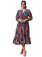 Selvia Western Dress for Women| Printed 3/4 Sleeve Rayon Blend Western Dress for Women | V-Neck A-Line Dress for Women | One Pie