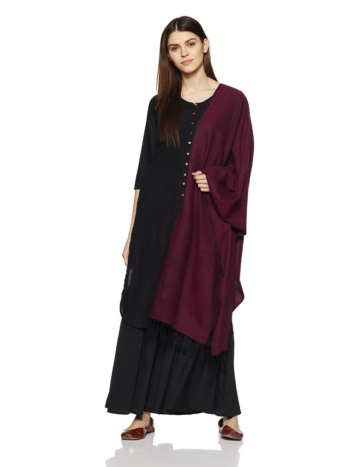 Aurelia Womens Solid Georgette Dupatta (17AUK76000-79038_Maroon_One Size_Maroon_One Size)