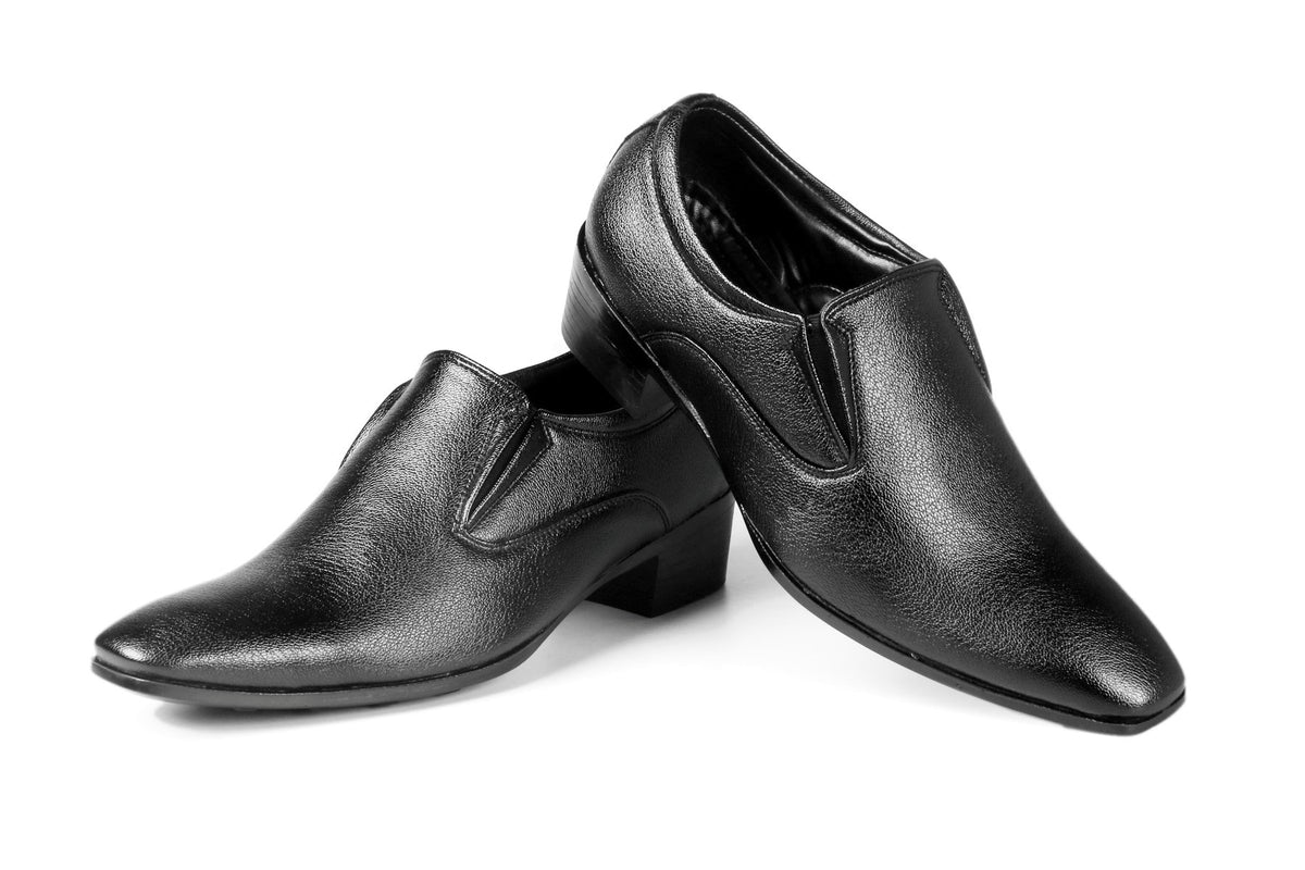 YUVRATO BAXI Mens Black Height Increasing Office Wear Faux Leather Formal SlipOn Moccasin Shoes. 8 UK 8