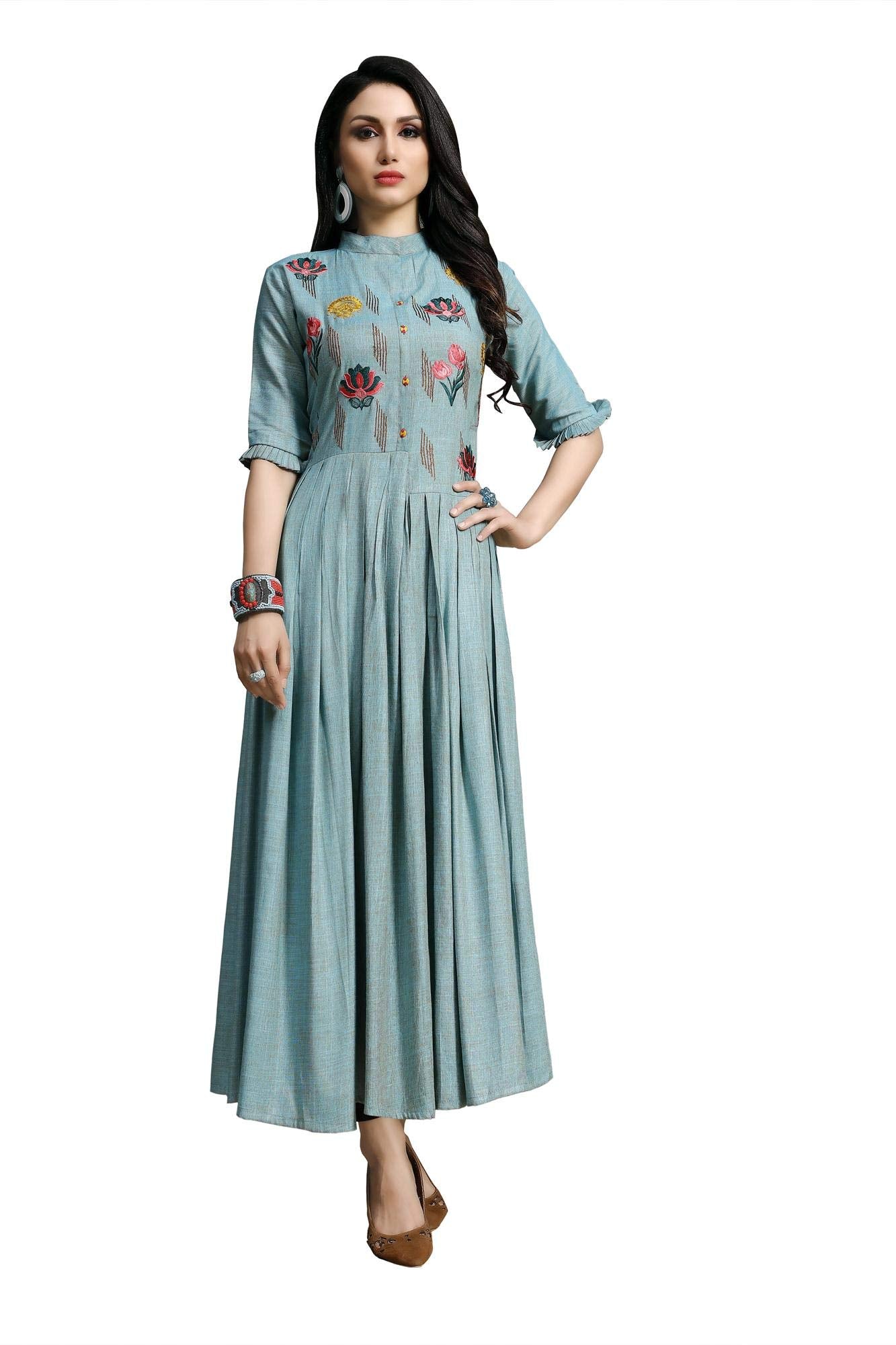 ANNI DESIGNER Womens Dusty Blue Color Rayon