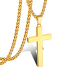 P. BLAKE Stainless Steel Gold Plated Cross Necklace for Men Boys Christian Golden Religious Cross Pendant Chain 22 Inches