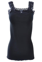 BASIC COTTON Free Spirit Premium Quality 100% Cotton Women's Lace Trim Tank Top Made in Italy