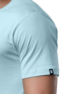 The Souled Store Sky Blue Solid T Shirt for Men Round Neck Half Sleeve Printed Breathable Cotton Stylish Dry Fit Tshirts Casual