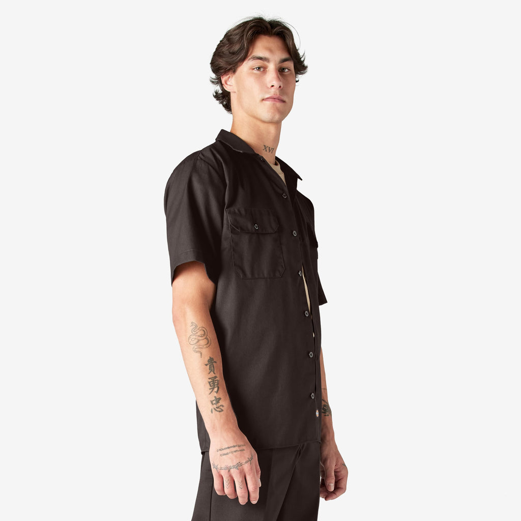 Unisex Short-Sleeve Work Shirt - BLAcK - S(D0102H7MFcP)