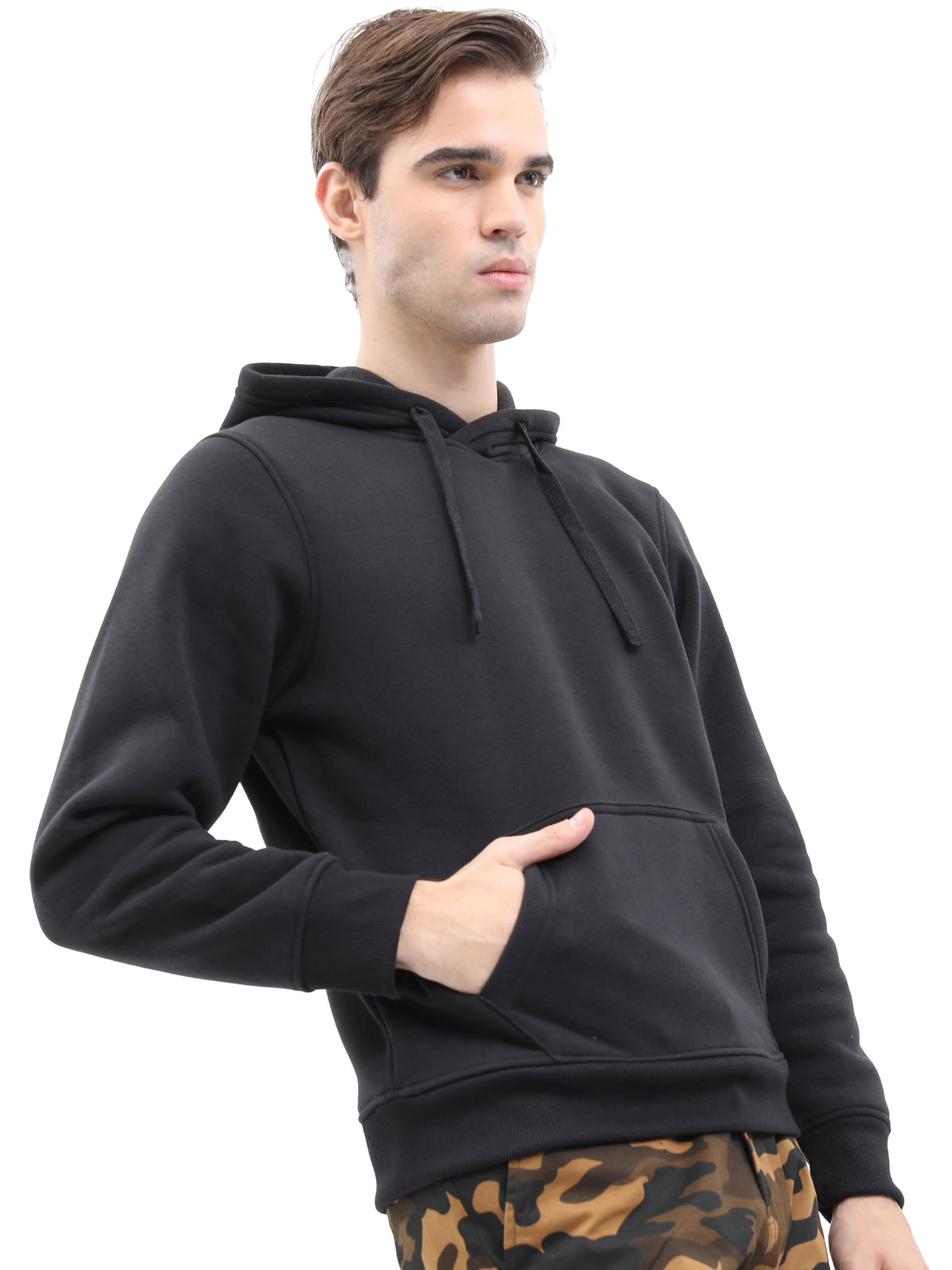 Ketch MenS Cotton Blend Hooded Neck Sweatshirt (Khss000013_Black