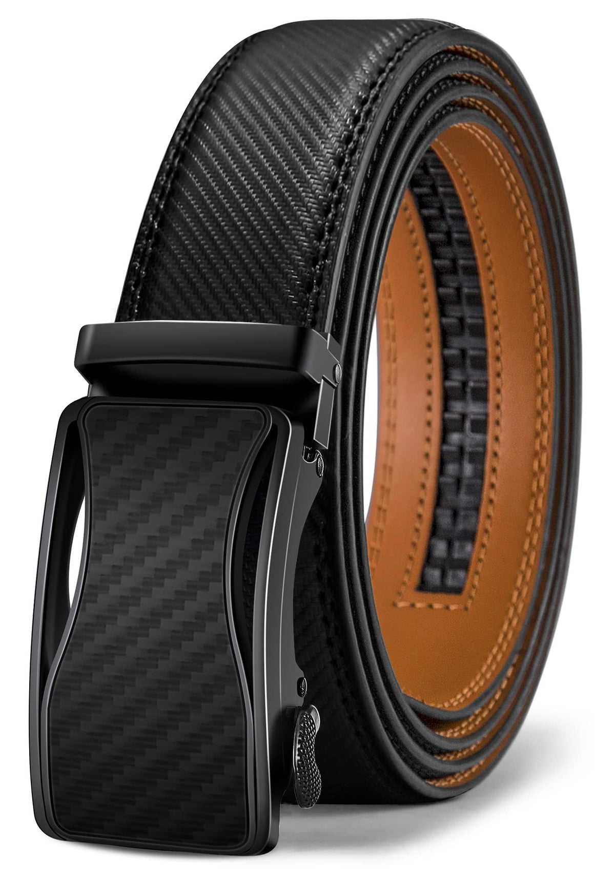 Mens Ratchet Belt,Bulliant, Black2071, 4856Waist Adjustable 48-56