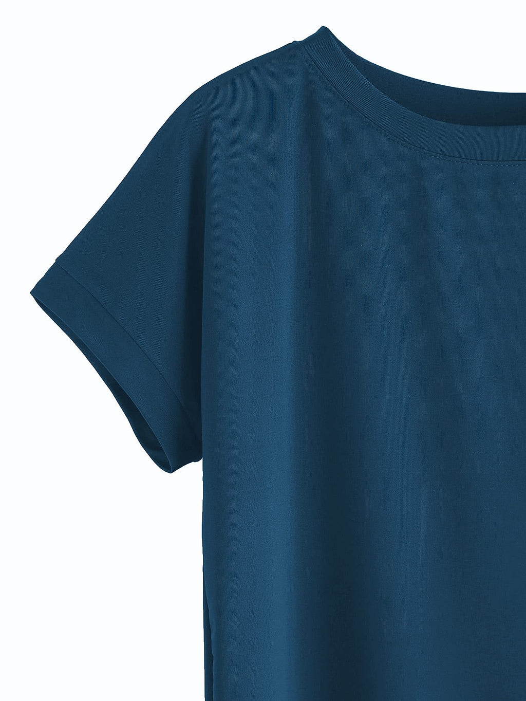 Fabricorn Womens Blue & White Solid Regular Fit Short Sleeves T-Shirt, Large Size