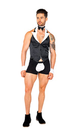 Roma Costume Men's 4pc Butler Beefcake Costume, Black/White, Small
