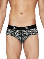 XYXX Mens Underwear Shuffle IntelliSoft Antimicrobial Micro Modal Brief Pack of 5 (Camo Blue & Orange ; Lightning Bolt ; Camo M