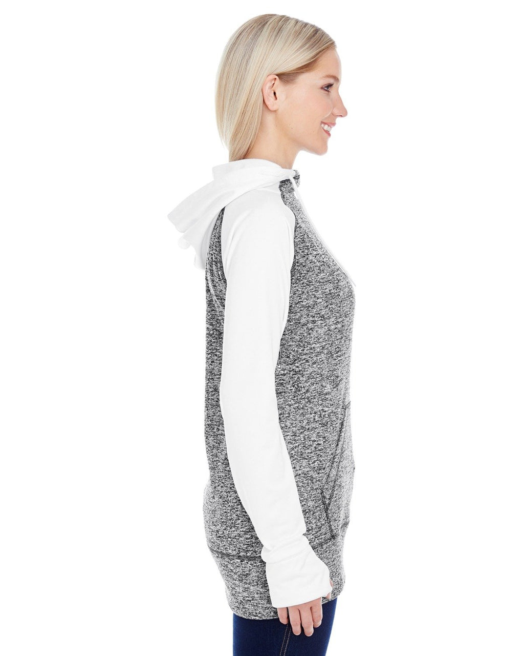 Ladies colorblock cosmic Hooded Sweatshirt - cHRcL FLK BLcK - S(D0102H76208)