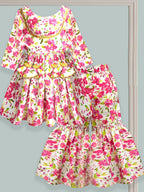 A.T.U.N. (All Things Uber Nice) A.T.U.N. Girls Ethnic Wear Sharara | Floral Pink Printed Kurta With Sharara Set For Girls