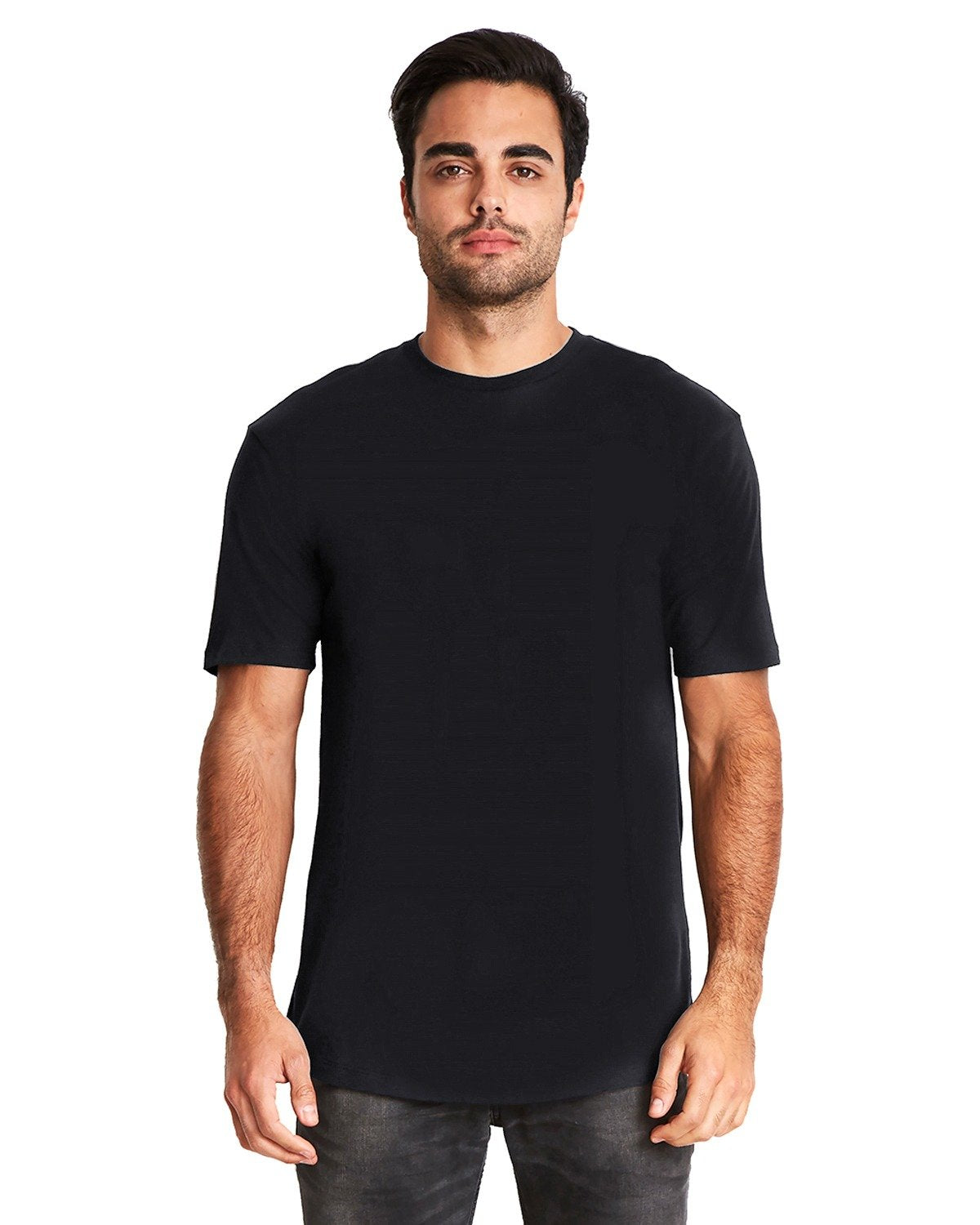 Mens cotton Long Body crew - BLAcK - S(D0102H7NEU2)