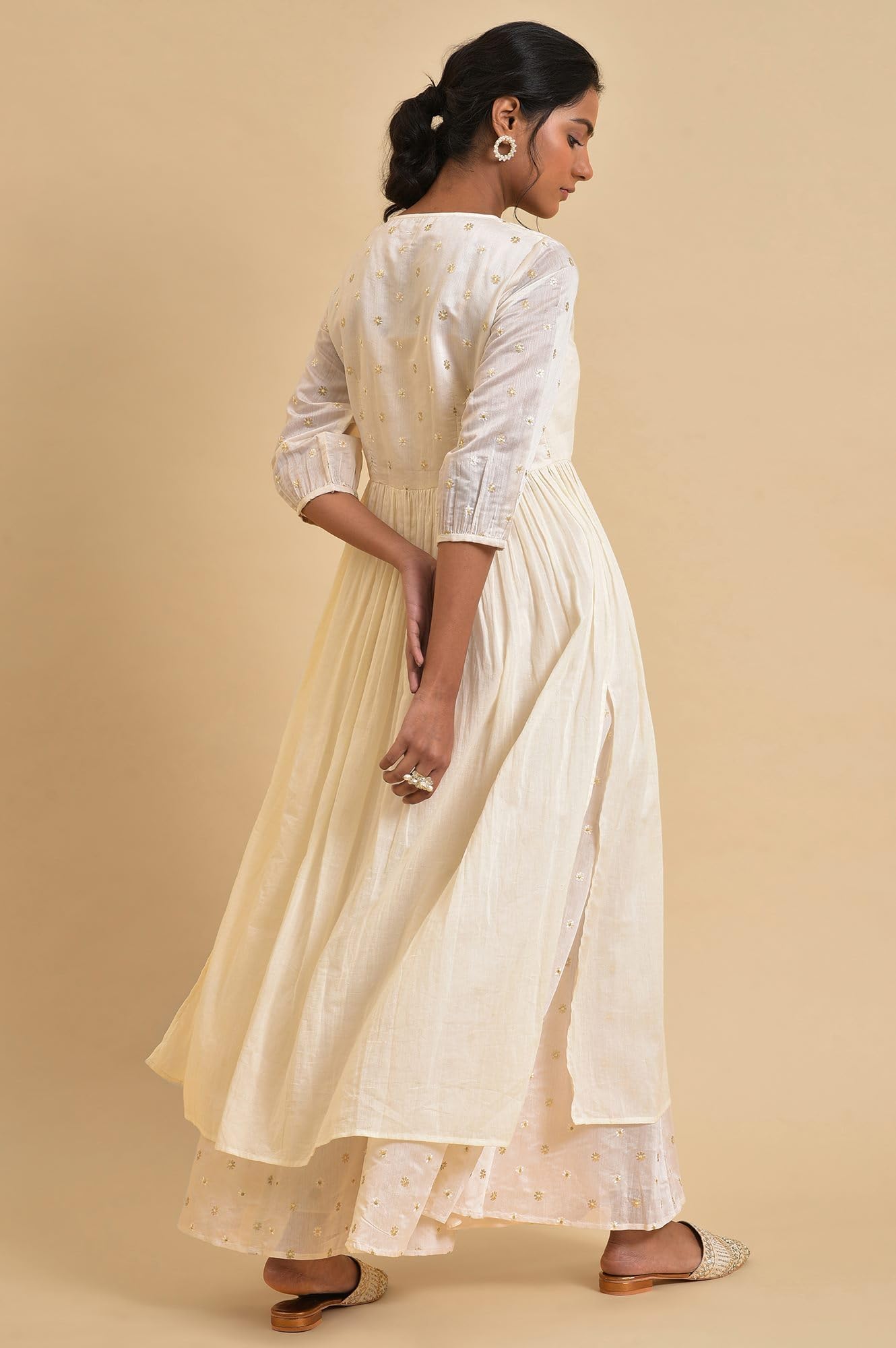 W For Woman Women'S Polyester Floral Regular Kurta & Culotte