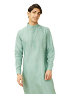 Manyavar Mens Tropical Blue Chequered Kurta (M)