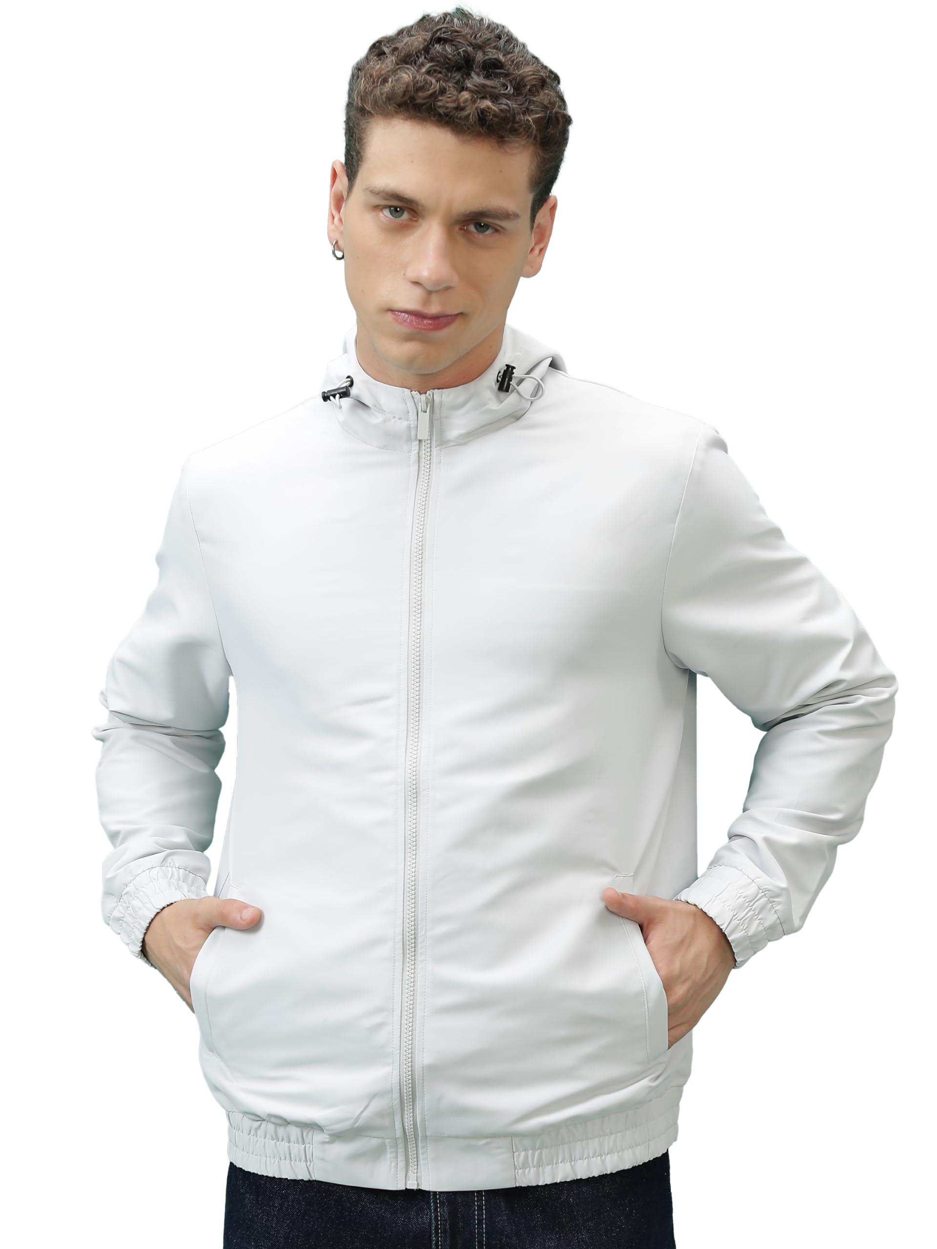Ketch Polyester Men Regular Fit Light Grey Jacket (Khjk000132, Large