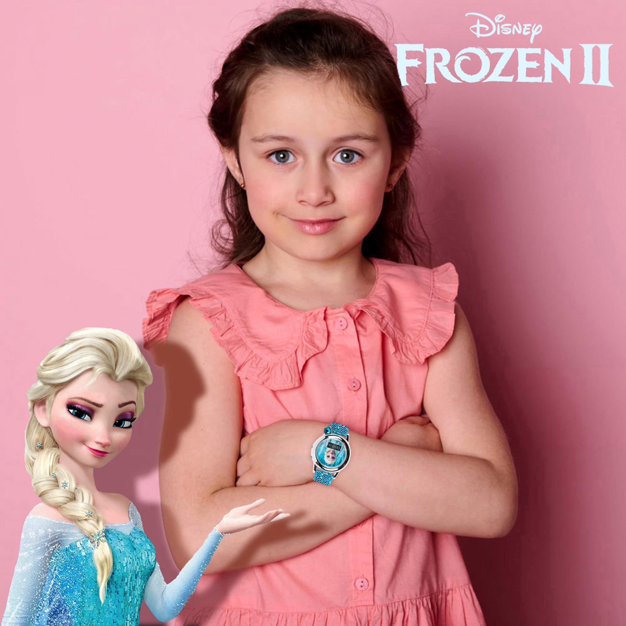 Accutime Disney Frozen Elsa Blue Digital Kids Watch for Toddler Girl with Charm Bracelet (Model: FZN45004AZ)