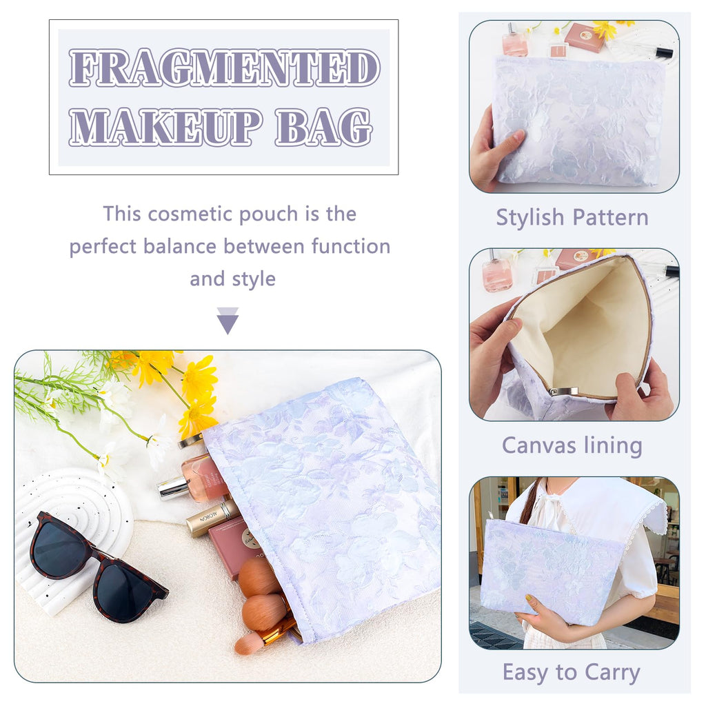 ZLFSRQ Flower Makeup Bag for Women Girls Teens Travel Cute Floral Cosmetic Bags Large Zipper Cosmetic Pouch Purse Portable