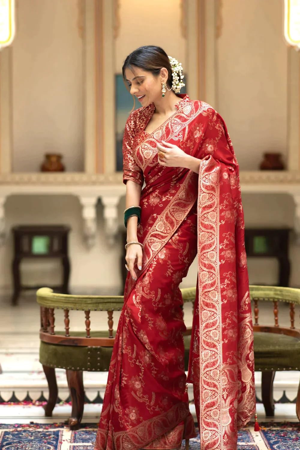 Sugathari Womens Banarasi Saree Pure Kanjivaram Silk Soft new ladies 2024 Design Wear Pattu Sarees Latest Cotton Party Sari col