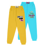 Kyda Kids Girls Regular Fit Cotton Printed Track Pants With Pocket - Multicolor (Pack Of 2) 2 Years-3 Years