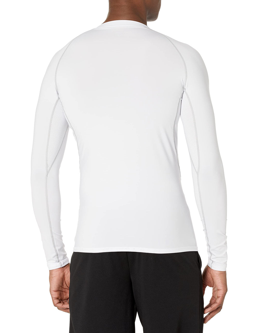 MEETYOO Men's Compression Long Sleeve Athletic Workout Shirt, White+Blue, X-Large