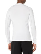 MEETYOO Men's Compression Long Sleeve Athletic Workout Shirt, White+Blue, X-Large