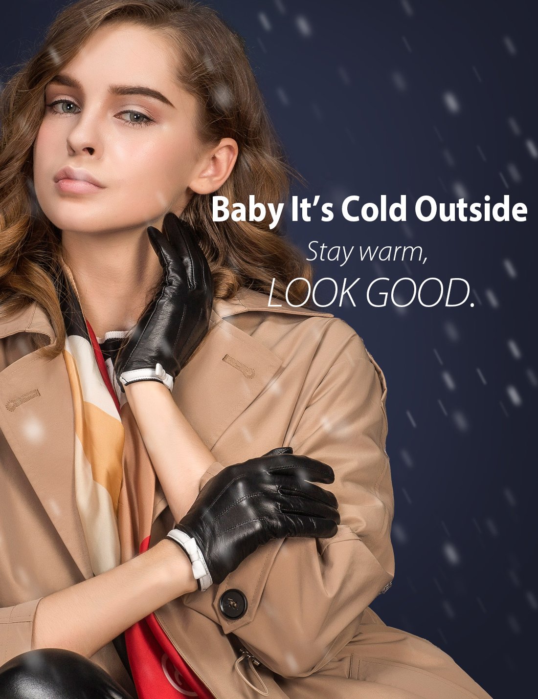 YISEVEN Women's Sheepskin Leather Gloves White Bow Knot Wool or Fleece Fur Lined Luxury for Ladies Winter Accessories Hand Warm