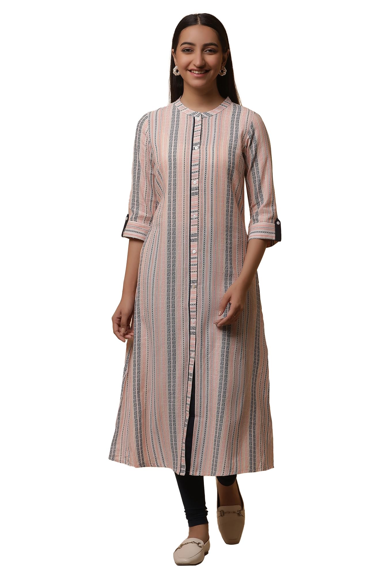 Aurelia Women A-line Cotton Kurta Set with Tights_24ONAS14842-702753_S