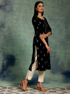 Libas WomenS Viscose Rayon Embroidered Straight Kurta (26830_Black