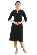 Aurelia Women'S Cotton Blend Solid Regular Kurta (22Cra12230-702080_Black_M)