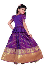 White Button New South Indian Traditional Pattu Pavadai Jecquard Lehenga Choli For Girls Dress