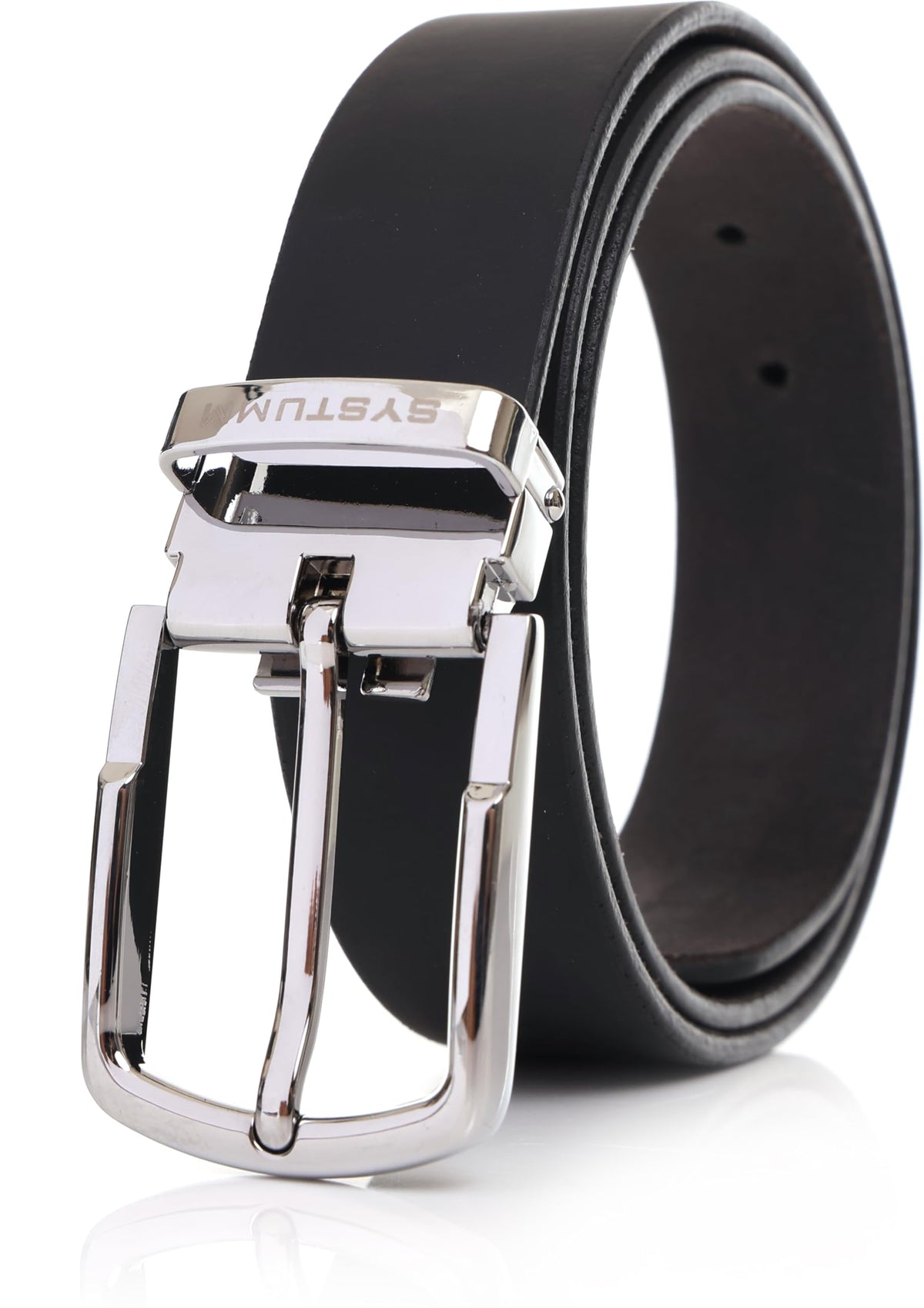 Systumm Men Formal Black, Brown Genuine Leather Reversible Belt 30