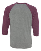 Unisex 34-Sleeve Baseball T-Shirt - gRY cHR BLK TRB - S(D0102H7Wg5T)