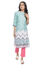 Aurelia Women'S Polyester Floral Regular Kurta (21Aua12495-503559N_Ocean Wave_S)