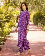 ANNI DESIGNER Women s Cotton Blend Kurta with Palazzo, purple, M