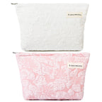 SOIDRAM 2 Pieces Flower Makeup Bag Large Floral Cosmetic Bag Capacity Canvas Travel Toiletry Bag Organizer Cute Makeup Brushes A