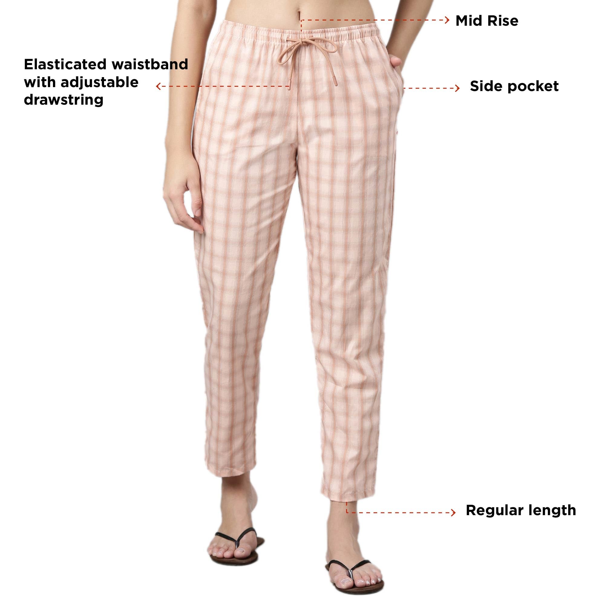 Enamor E4A5 Mid-Rise Straight Leg Pant for Women with Side Pockets