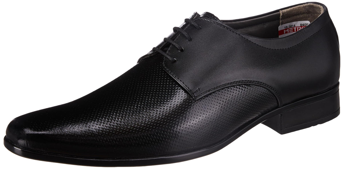 Metro Mens Leather Black Laceup Shoes (Size (8 UK (42 EU)) 8-42