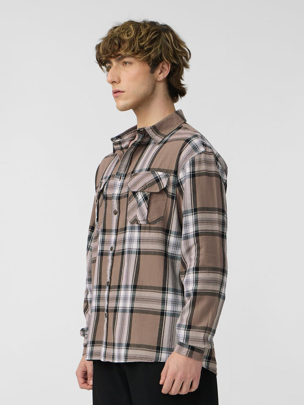 The Souled Store Tan Men and Boys Long Sleeves Collared Neck Button Front Plaid Brown Cotton Relaxed Shirts