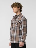The Souled Store Tan Men and Boys Long Sleeves Collared Neck Button Front Plaid Brown Cotton Relaxed Shirts