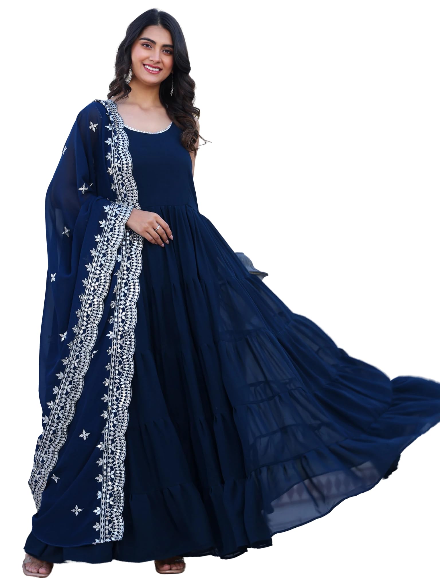 Fashion Basket Georgette Anarkali Dress For Women Turquoise