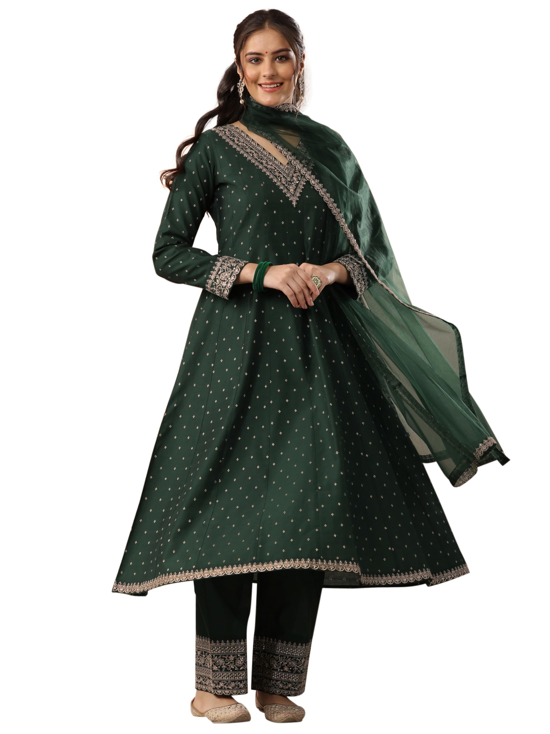 Libas Woven Design Silk blend Flared Kurta set for Women (49890XXL)