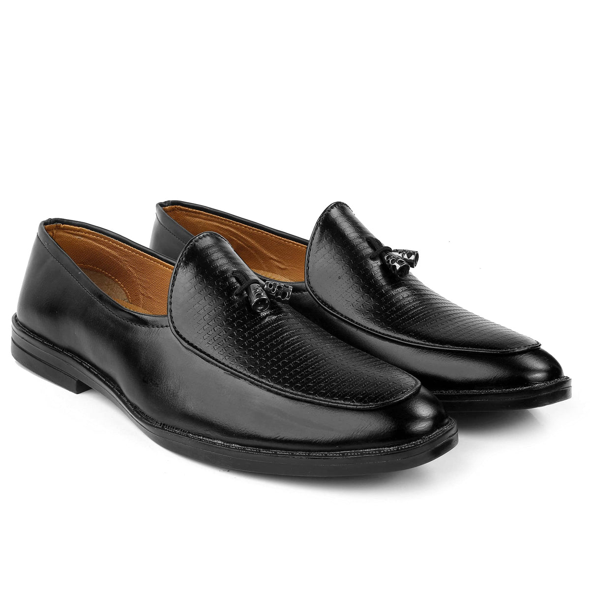 YUVRATO BAXI Mens Stylish Formal Faux Leather Black SlipOn Shoes 6