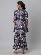 Avanova Soft Maslin Silk V Neck Co-Ords Set For Women'S | Printed Shirt & Bottom Set For Women | Suit Set | Two Piece Dress (Co-