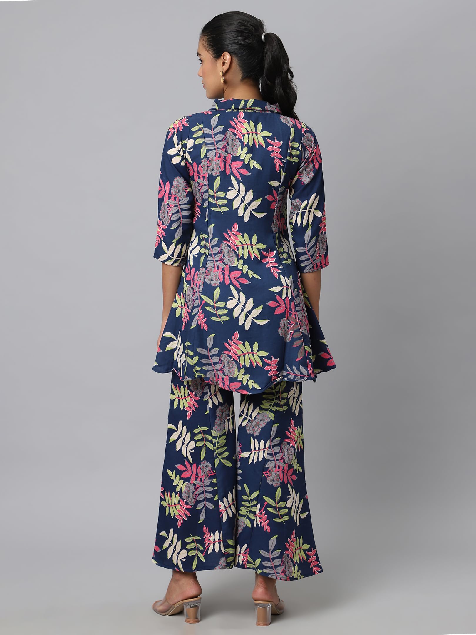 Avanova Soft Maslin Silk V Neck Co-Ords Set For Women'S | Printed Shirt & Bottom Set For Women | Suit Set | Two Piece Dress (Co-